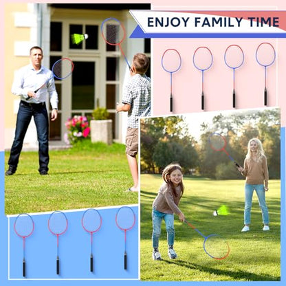 12 Pack Badminton Rackets Set Including Badminton Racquets, Nylon Shuttlecocks and Carry Bag for Outdoor Backyard Games Beginners - color: Red-Blue