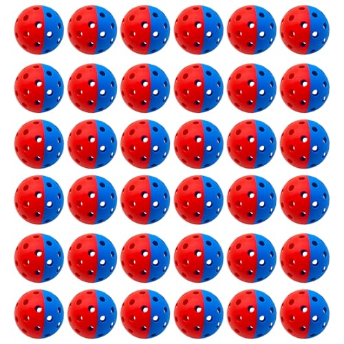 6 Pack Pickle Ball with 40 Holes, Pickleballs High Durability, Outdoor Pickleball Balls with Mesh Bag, Dual Color Pickle Balls with Superb Visibility, Stable Bounce - color: Red+Deep Blue, size: 36 - Pack