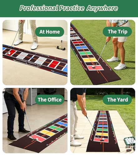 Golf Putting Mat 20 in X 10 ft Professional Golf Mat with Distance Markers Non-Slip Putting Matt for Indoors Home Office Backyard Practice Supplies