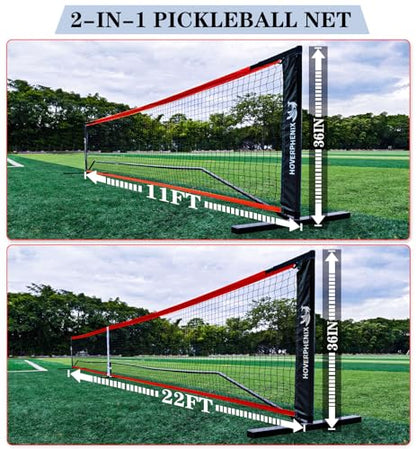 Portable Pickleball Net - 22FT Regualtion Size Pickle Ball Net，Weather Resistant Steady Steel Frame and Carry Bag for Indoor, Outdoor, Driveway, Backyard