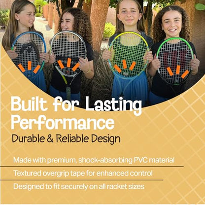 Racket Pets Kids Tennis Racket Dampener & Matching Overgrip Tape, Performance Shock Absorbing Dampener for Tennis Racket & Fun Animal Print Tennis Wrap Grip Tape - style: Tiger