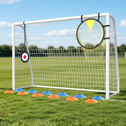 6×4FT Soccer Goal for Backyard,Sturdy Metal Frame Soccer Goal with Target Net, Shooting Target & 12 Training Cones,Outdoor Full Size Soccer Goals Training Equipment for Kids Teens Adults - size: 6FTx4FT