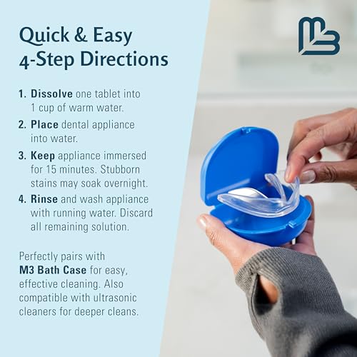 Retainer Cleanser Tablets Invisalign Cleaner, Removes Odors Discoloration Stains and Plaque 4 Month Supply Denture Cleansers Retainers Mouth Guards Denture Bath Mint by M3 - size: 120 Count