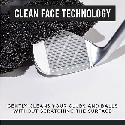 Club Scrub Golf Club and Golf Ball Cleaning Bag, Waterproof Clean Face Technology Liner, Detachable Clip, Machine Washable, Cleans Club Grooves, Dry Exterior (Neoprene or Microfiber Option Available) - color: Blue, style: Neoprene