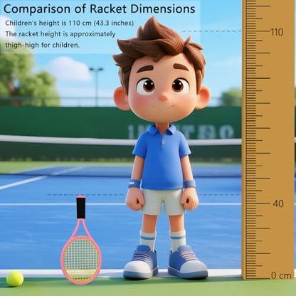 Kids Tennis Racket,17 Inch Plastic Tennis Racket with 2 Soft Balls,2 Tennis Balls and 4 Shuttlecocks for Kid,Toddler Outdoor/Indoor Sport Play