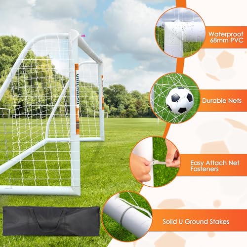 ORIENGEAR Soccer Goal, 12x6/10x6.5/8x6/6x4 Full Size Soccer Goals for Backyard, Soccer Net with Training Discs, Portable Soccer Goal for Kids and Adults with 1 Carry Bag, Porterias De Futbol - size: 6'x4' without target