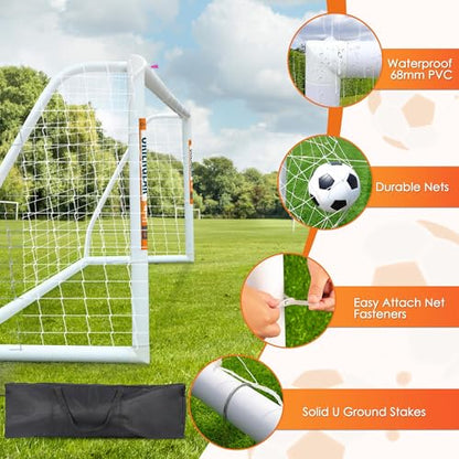 ORIENGEAR Soccer Goal, 12x6/10x6.5/8x6/6x4 Full Size Soccer Goals for Backyard, Soccer Net with Training Discs, Portable Soccer Goal for Kids and Adults with 1 Carry Bag, Porterias De Futbol - size: 6'x4' without target