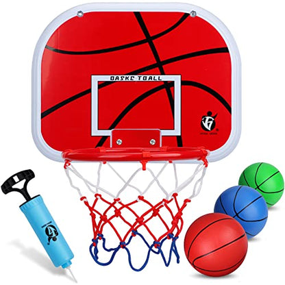 Indoor Basketball Hoop Set for Kids Adults, Mini Over The Door Hoop Set with 4 Balls for Dormitory Home Office, Upgarde Wall Mount Basketball Goal Sport Game for Boys Teen - style: SET2