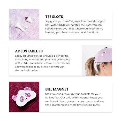 Ladies Adjustable Hats - Tee Holder with Tees & Bill Magnet with Ball Marker - 100% Custom Made - color: Pinkadelic Burst, style: Offset