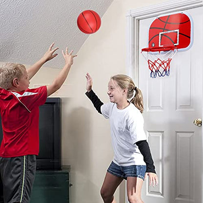 Indoor Basketball Hoop Set for Kids Adults, Mini Over The Door Hoop Set with 4 Balls for Dormitory Home Office, Upgarde Wall Mount Basketball Goal Sport Game for Boys Teen - style: SET2