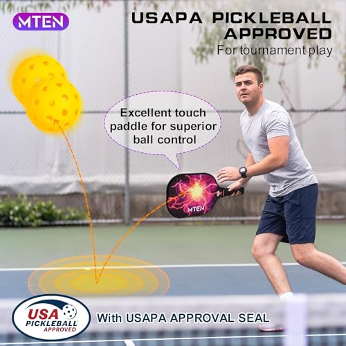 Pickleball Paddles Set of 2 or 4, or Single Paddle – USAPA Approved Fiberglass Surface Pickleball Rackets Set for Men & Women - color: Redblack*2