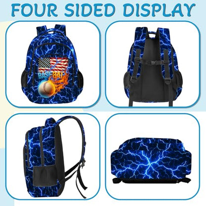 Baseball Backpack for Kids,School Bookbag Large Capacity Adjustable Bookbag Durable Lighting Multi Pockets School Bag Daypack Travel (Baseball) - color: Baseball