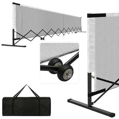 Retractable Pickleball Net with Wheels, Portable Pickleball Net Indoor/Outdoor with Heavy-Duty Metal Frame, Free Assembly, 22FT Pickle Ball Nets with Carry Bag for Driveway Backyards Garages
