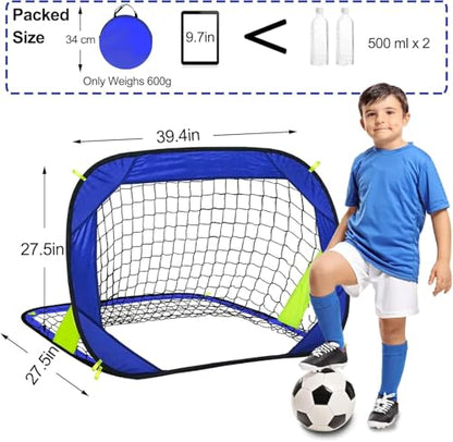 Gudahower Backyard Soccer Goal for Kids- Portable Soccer Net - Foldable and Pop up - Indoor and Outdoor Football Goal - Suitable for Games and Practice - 39.4in x 27.5in x 27.5in