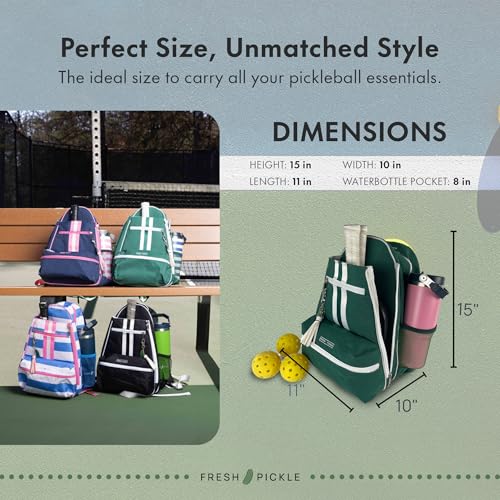 Teddi Pickleball Backpack Grn/wh- Large Capacity Pickleball Bags for Women - Durable 1000D Nylon, Multipurpose Paddle Case with Multiple Pockets, Stylish Paddle Bag - color: green