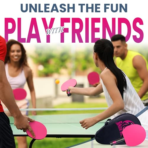 Ping Pong Racket Pink with 7 Layers | Pink Ping Pong Paddle for Players of All Levels | Includes 1 Paddle Storage Case