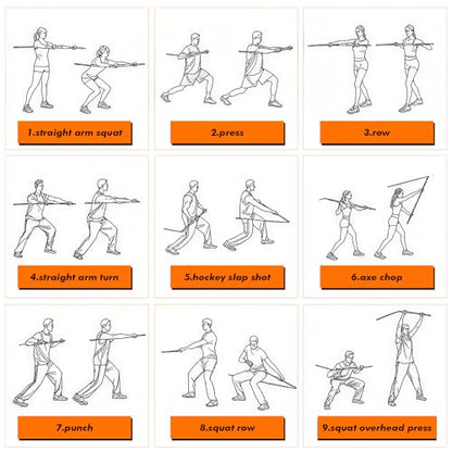 Shappy 1 Set Golf Swing Trainer Set - Sport Practice Aid System for Improving Swing Mechanics Core Strength Muscle Memory - Including Training Stick, Door Anchor, Resistance Band & Safety Strap
