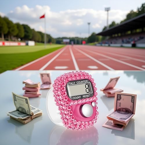 Electronic Finger Tally Counter Clicker Counter,Convenient Portable Digital Display Tally Counter,Resettable Mini Lap Counter for Golf Goods Counting Accessories,Track and Field Lap Counters - color: pink