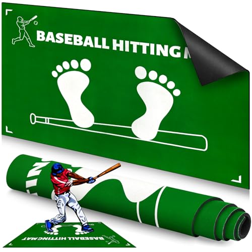 Baseball Training Mat, Baseball and Softball Batter Stance Hitting Mat, Improve Posture, Batting Mat with Toes Facing Place, Silent Anti-Skid, Baseball Training Equipment, 35.4 * 23.6 Inch - color: Green B