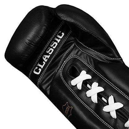 Title Classic Leather Lace Training Gloves 2.0 - Lace Up Boxing Glove, Boxing Competition Gloves, Boxing Sparring Gloves, Boxing Training Gloves, Boxing Bag Gloves, Boxing Gloves - color: Black, size: 16 oz