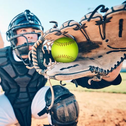 WinnerWhy 18 Pcs Sports Practice Softballs Leather Covered Training Ball Slow Pitch Softball Balls for Games, Practice and Training