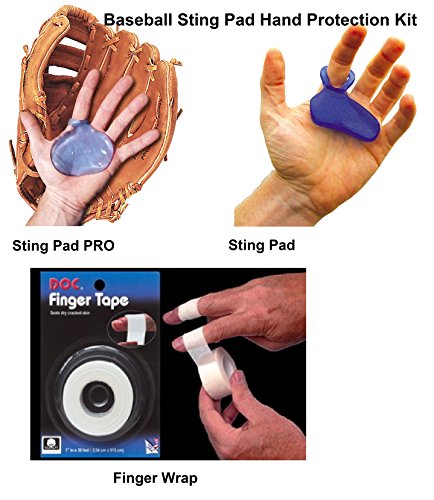 Hot Glove Baseball Sting Pad Pro Hand Protection 3 Piece Bundle with Finger Wrap