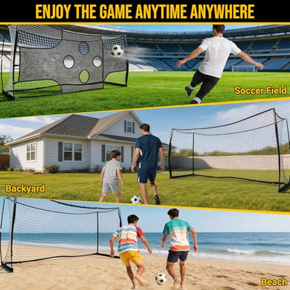 Soccer Goal with Precision Target, 12x6 ft/ 16x7 ft Soccer Net with Carry Bag & Ground Stakes, Quick Setup, Portable Soccer Goal for Youth Adults Practice, Games, Skill Improvement