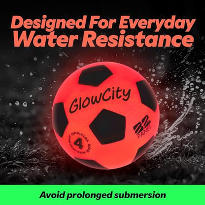 GlowCity Glow in The Dark Soccer Ball - Sizes 3, 4, 5 for Kids, Teens & Adults - Light Up Soccer Ball with 2 LED Lights - Sports Birthday Gifts Ideas for Boys & Teenagers Ages 6 7 8 9 10 11 12 13 14