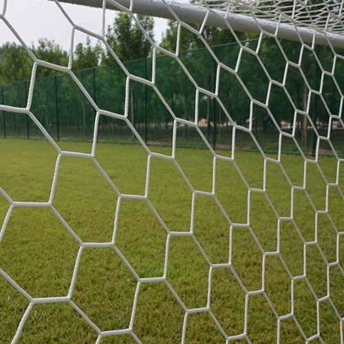 Full Size Soccer Goal Net Replacement 24x8FT / 18.5x6.5FT Soccer Goal Net [4mm Nylon, 4.7" Hexagonal] Goal Post Netting Hexagon Full Size Training Nets White