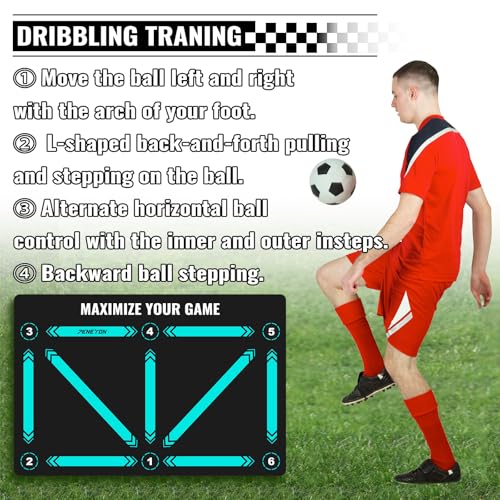 Soccer Training Equipment,Soccer Training Mat Improve Strength,Agility and Coordination,Anti-Slip Silent Absorption Soccer Footwork Training Mat,Soccer Trainer for Indoor/Outdoor Drills - style: Professional Set 47*31 IN