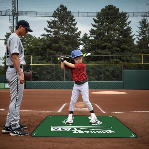 2-in-1 Baseball Batting Mat & Decorative/Entryway Mat, Softball Hitting Mat with Home Plate, Anti-Slip, Batting Stance Guide for Swing Training, Durable Indoor/Outdoor Use (35.4"x23.6")