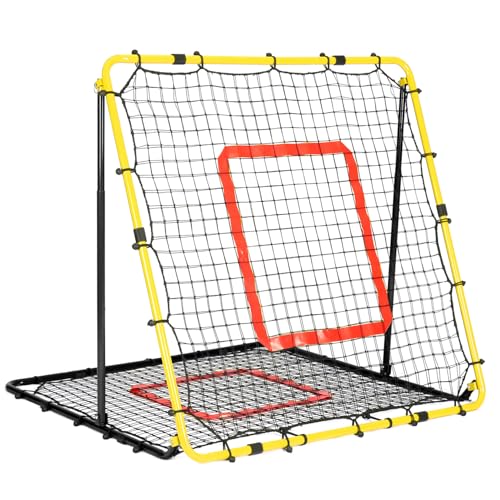 BaseGoal Baseball and Softball Rebounder Net,Baseball Rebounder,Volleyball Rebounder,Pitch Back Net,Multi-Sport Training Rebound Screen,with Pitching Target,Easy Adjustable Angles - style: 47x47 in Yellow