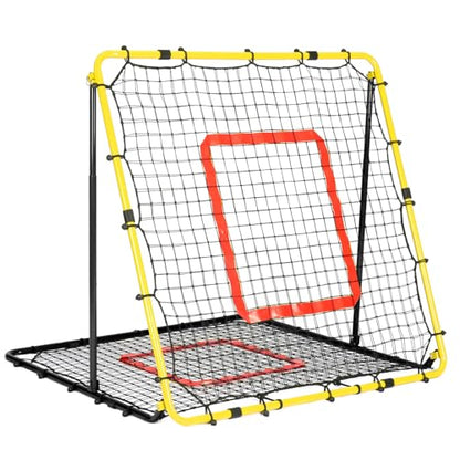 BaseGoal Baseball and Softball Rebounder Net,Baseball Rebounder,Volleyball Rebounder,Pitch Back Net,Multi-Sport Training Rebound Screen,with Pitching Target,Easy Adjustable Angles - style: 47x47 in Yellow