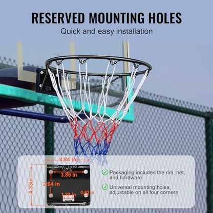 VEVOR Basketball Hoop, 44 54 Inchs PC Backboard Wall Mounted, Basketball Portable Hoop & Goal, Indoor & Outdoor with Hand-Crank Adjustment, Classic Basketball Court, Teens, Adults, Schools, Parks
