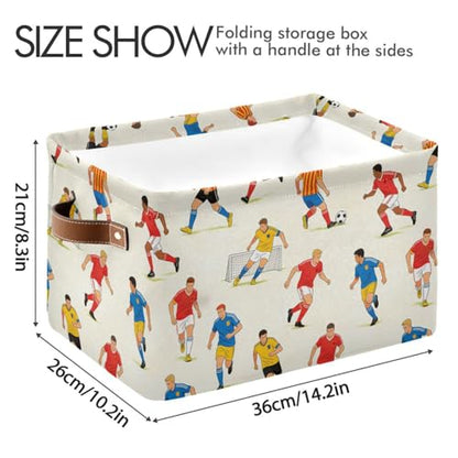 KLL Football Sport Soccer storage baskets, Foldable and waterproof organizers and storage basket with sturdy handle tubs Decoraciones 2 pack for shelves shelves blanket
