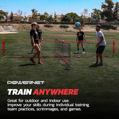 PowerNet 4 Way Soccer Net, Portable Indoor & Outdoor Soccer Training, Game and Training Equipment for Adults and Kids, Ideal for Backyard, Park or Beach, 2 Sizes