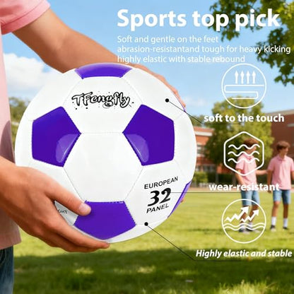Soccer Ball Size 4 with Pump Needle Classic Thicker PU Tight Weaved Suitable for Youth Boy Girl League Game Trainning