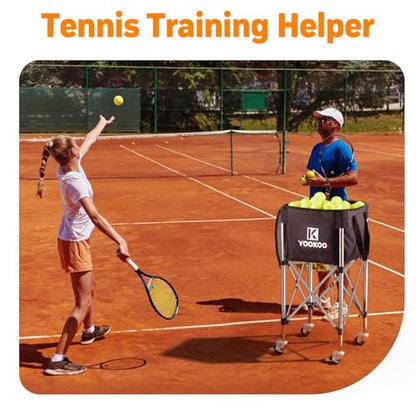 YooKoo Sturdy Tennis Ball Hopper Holds 200 Balls, Lightweight Tennis Ball Basket, Easy to Use Without Installation for Tennis Training and Teaching
