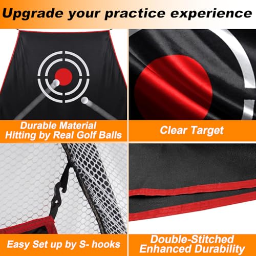 Gagalileo Golf Target Cloth: Protective Net Portable Easy Setup with S-Hooks & Ropes Indoor Outdoor Practice All Golfers Training Accuracy for Backyard Garage - size: 7.9x5x4.3FT