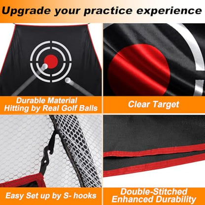 Gagalileo Golf Target Cloth: Protective Net Portable Easy Setup with S-Hooks & Ropes Indoor Outdoor Practice All Golfers Training Accuracy for Backyard Garage - size: 7.9x5x4.3FT