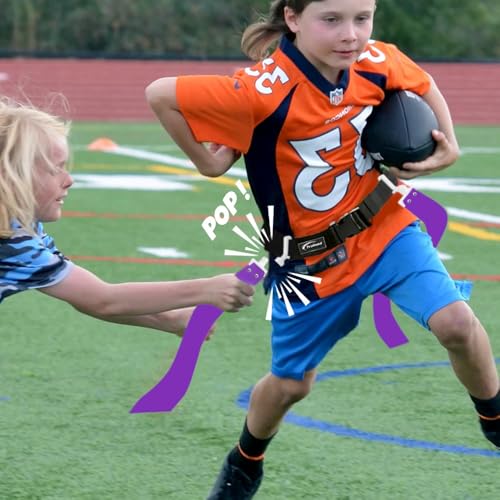 Trained Man Flag Football Belts, Adjustable Flag Football Set for Sports Teams, Training & Competition - color: Purple 10 Man Pop Flag Football Set, style: 10 Man Flag Football Sets