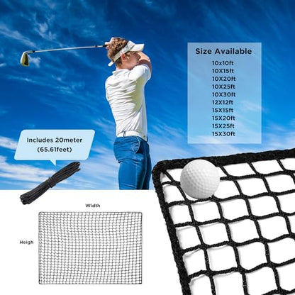 Practice Golf Nets - Ideal for Golf, Hockey, Baseball - Sports Netting, Impact Equipment - Perfect for Backyard Driving, Chipping, Hitting, Pitching Simulators - size: 15x25 Feet, style: Black