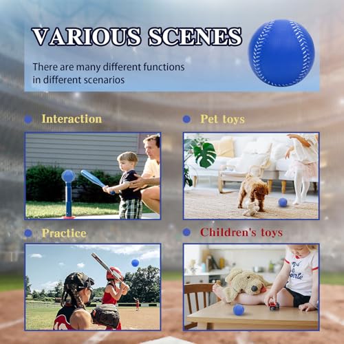Foam Baseballs, 9 Inch Soft Baseballs Training Pitch Stress Ball with Drawstring Bag - color: Blue 4Pack