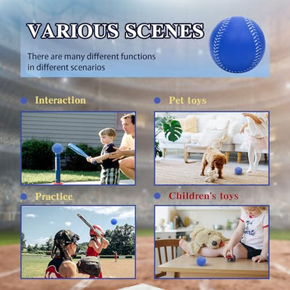 Foam Baseballs, 9 Inch Soft Baseballs Training Pitch Stress Ball with Drawstring Bag - color: Blue 4Pack