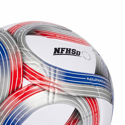adidas Unisex MLS Soccer Ball - color: White/Team Royal Blue/Red/Silver Metallic League NFHS, size: 5