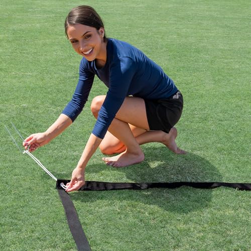 Recdays Volleyball Lines: Premium 2-in-1 Grass Volleyball & Beach Volleyball Lines, 2" Volleyball Court Lines with Anchors & Stakes, Durable Drawstring Mesh Bag, AVP Official Court Size 26’3” x 52’6”
