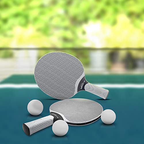 Senston Table Tennis Rackets Set, Professional Table Tennis Racket with 3 Balls, Composite Rubber Ping Pong Paddle Set - color: Gray