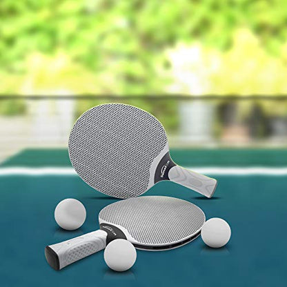 Senston Table Tennis Rackets Set, Professional Table Tennis Racket with 3 Balls, Composite Rubber Ping Pong Paddle Set - color: Gray & Net
