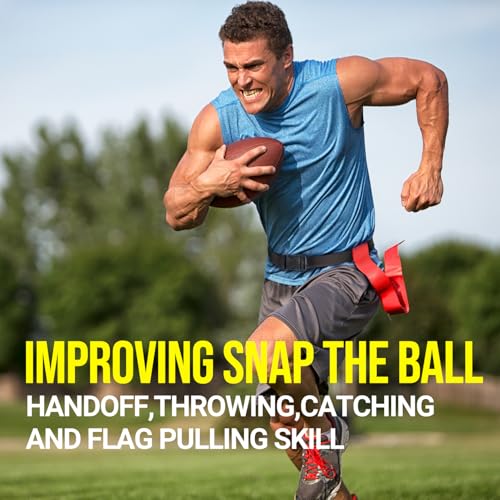Flag Football Belts, 14 Player Adjustable Flag Football Set With 42 Football Flags,Size 3 Football, Pump and Storage Bag, Size Adjustable Up To 47 Inch Flag Football Belt For Kids,Youths,Adults