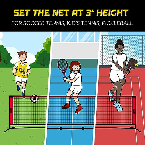 A11N SPORTS Badminton Net - Height Adjustable Volleyball Net for Junior Tennis, Soccer Tennis & Kids - Portable Driveway Pickleball Net for Indoor & Outdoor, 11ft/14ft/20ft Wide